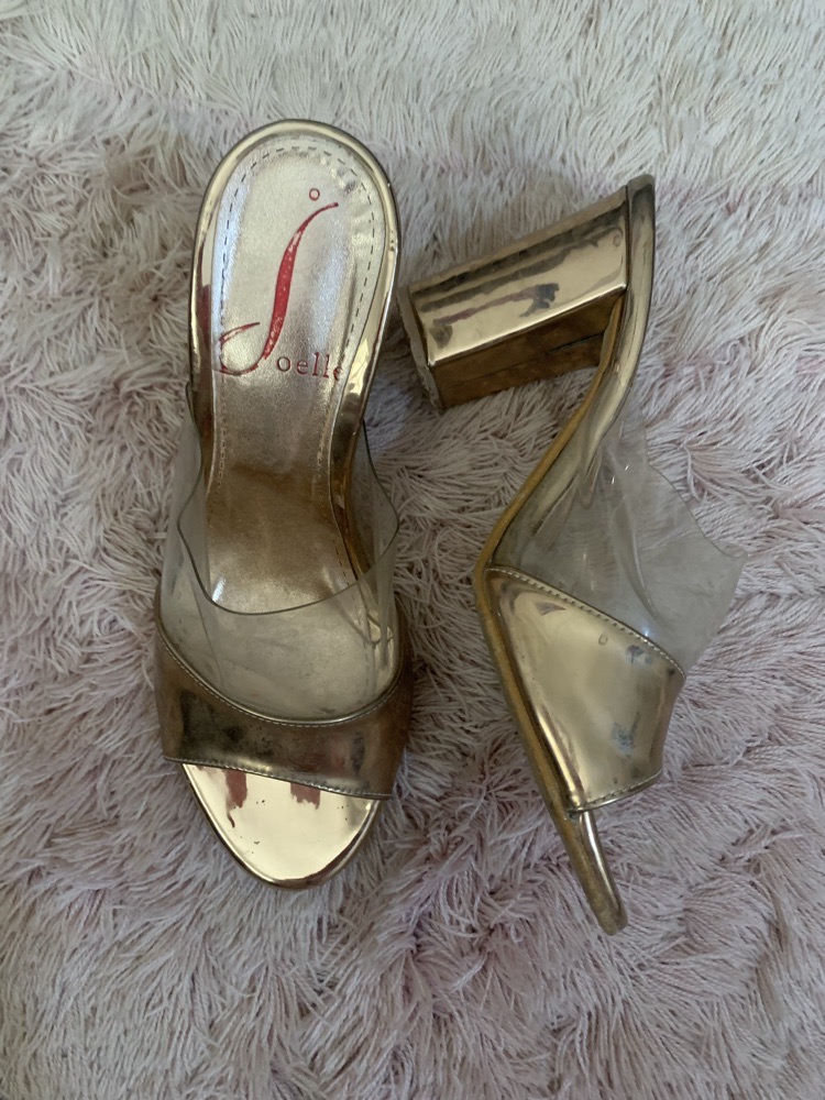 mules en rose gold