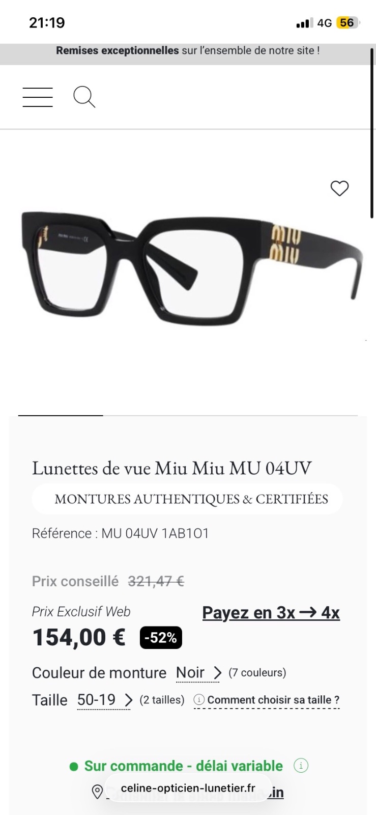 Monture optique miu miu 