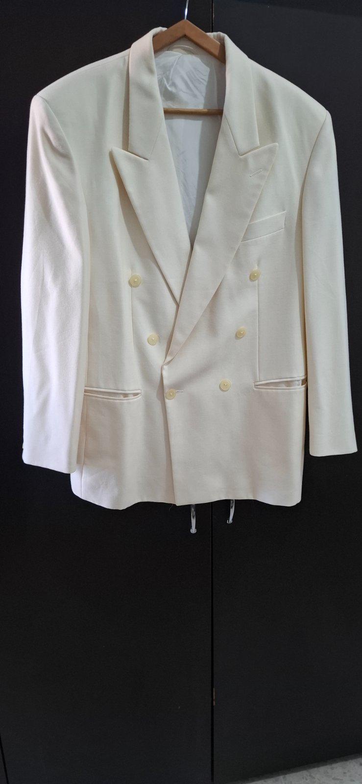 Veste de costume croisée Masterhand écru (Laine vierge) – Taille 48 / M-L