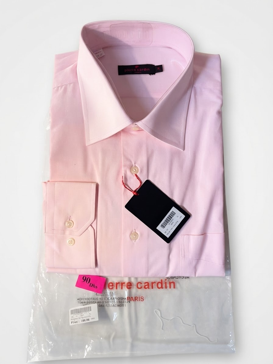 🇫🇷 Chemise Homme Pierre Cardin Rose Clair – Taille XL