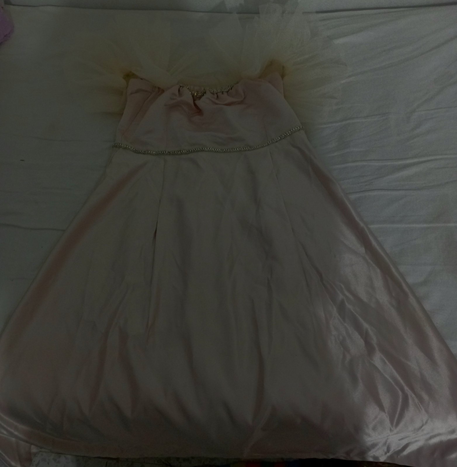 Robe de soirée courte vieux rose avec strass