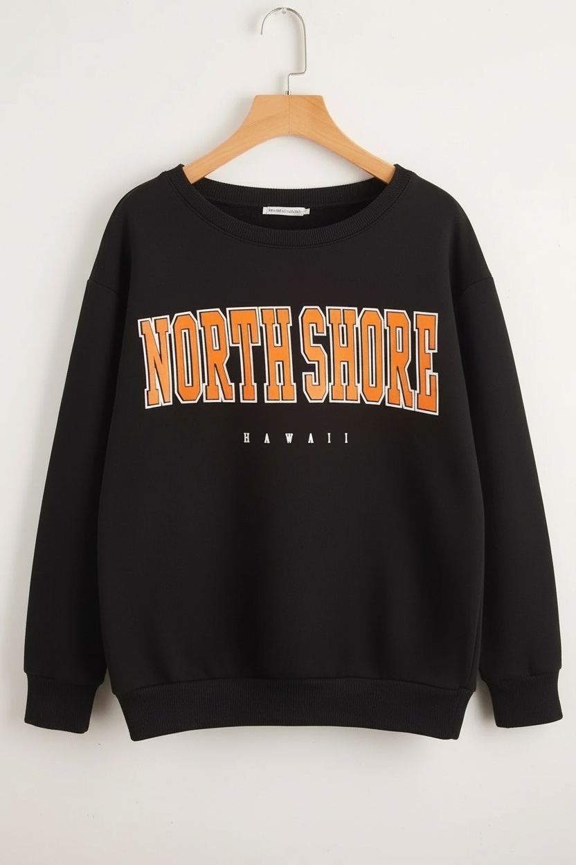 Sweat-shirt Noir 🖤🧡“NORTH SHORE HAWAII