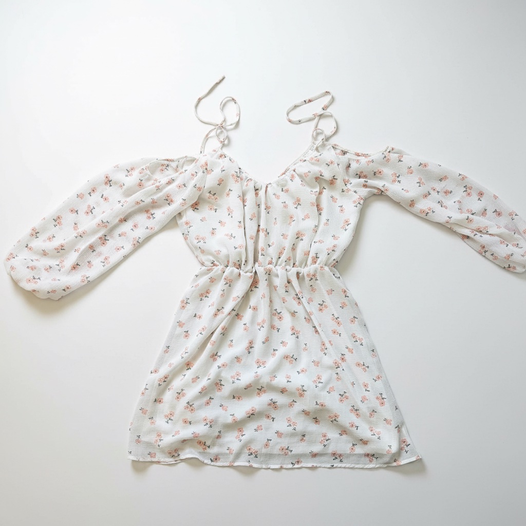     Robe mini fleurie romantique à manches longues
