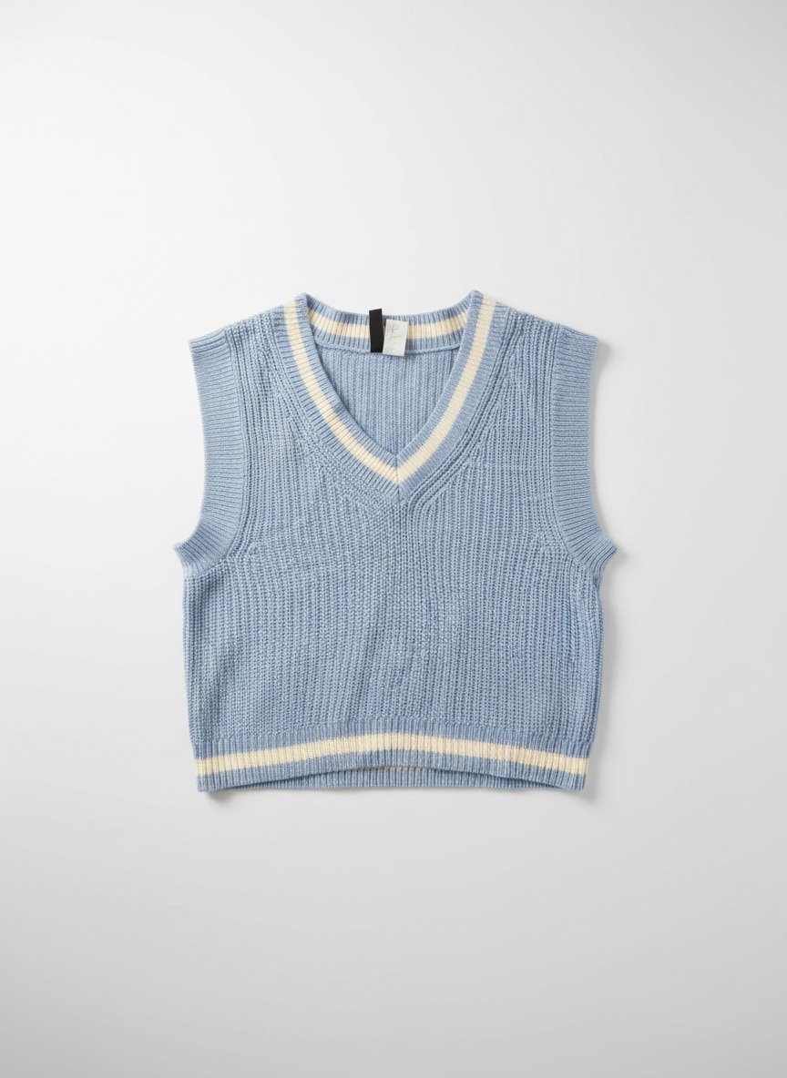 Pull sans manches en maille à col V