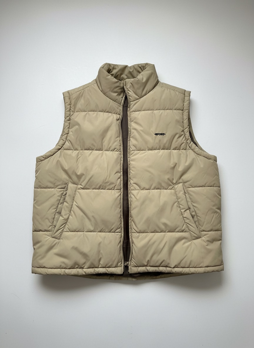 Doudoune sans manches beige – style oversize tendance
