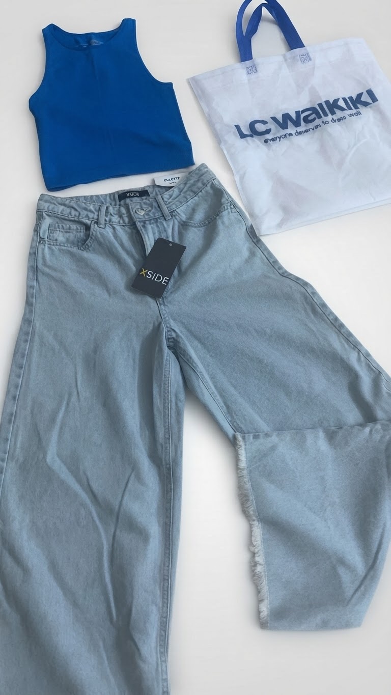 Pantalon jeans culotte avec etiquette