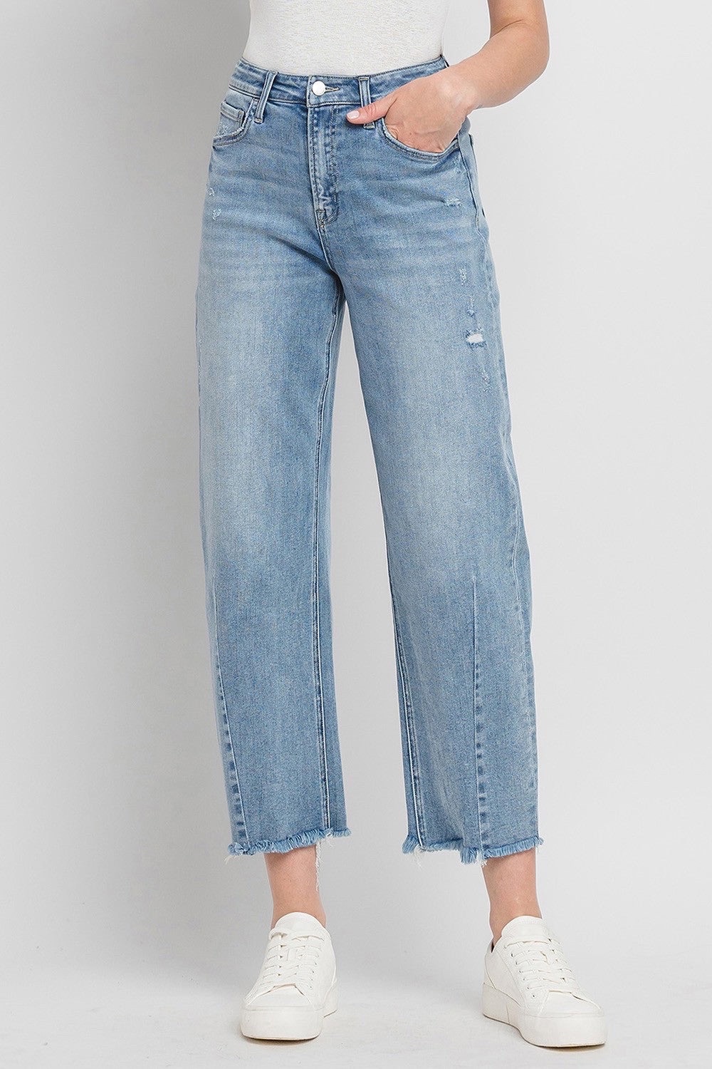 Pantalon court jeans (barrel leg)
