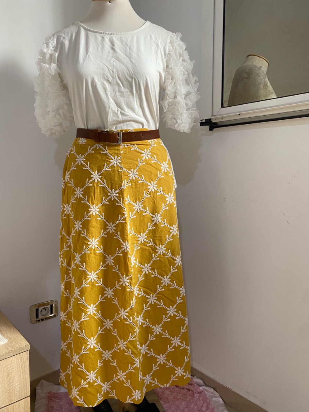Jupe zara long jaune floarl 
