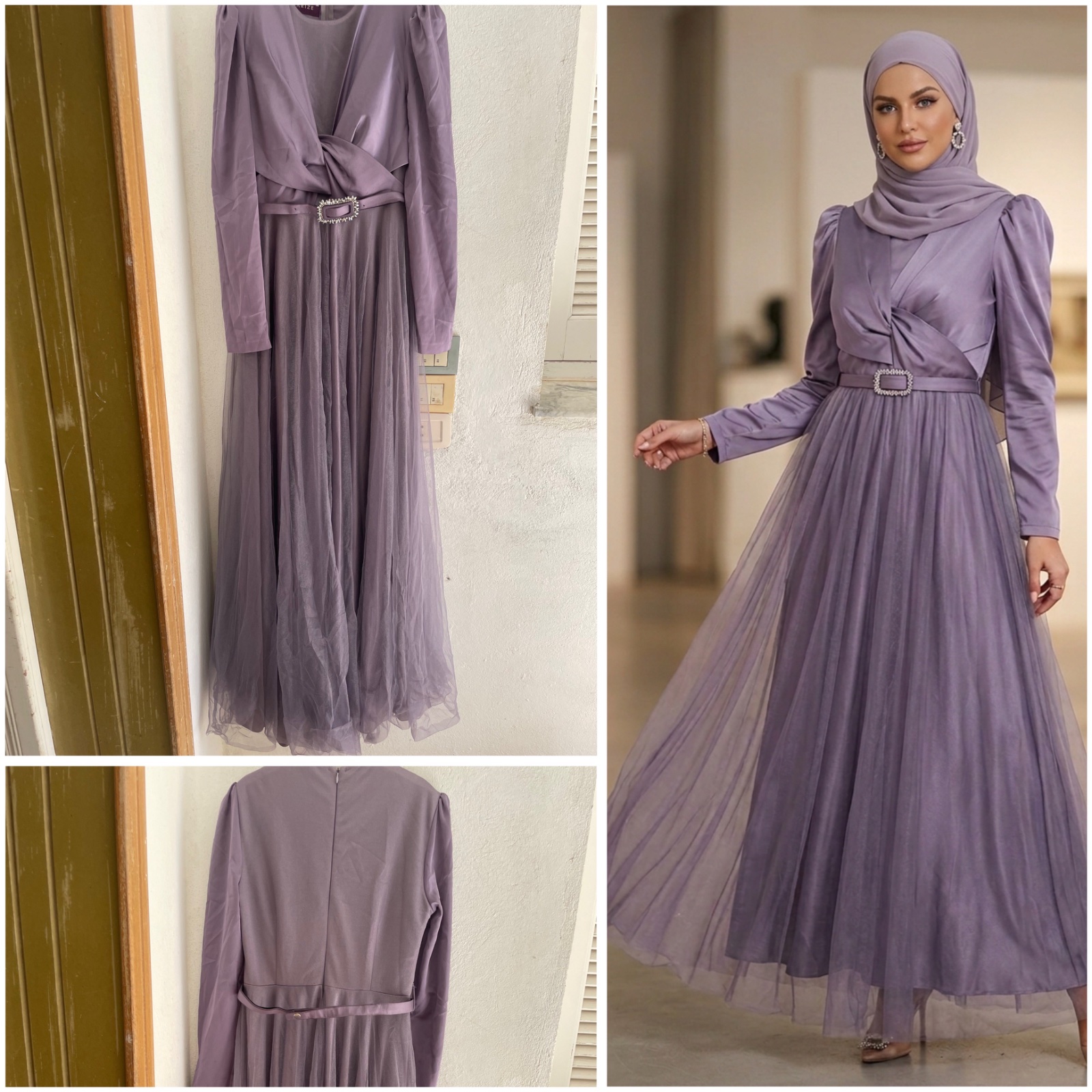 Robe lila pour femme voilé