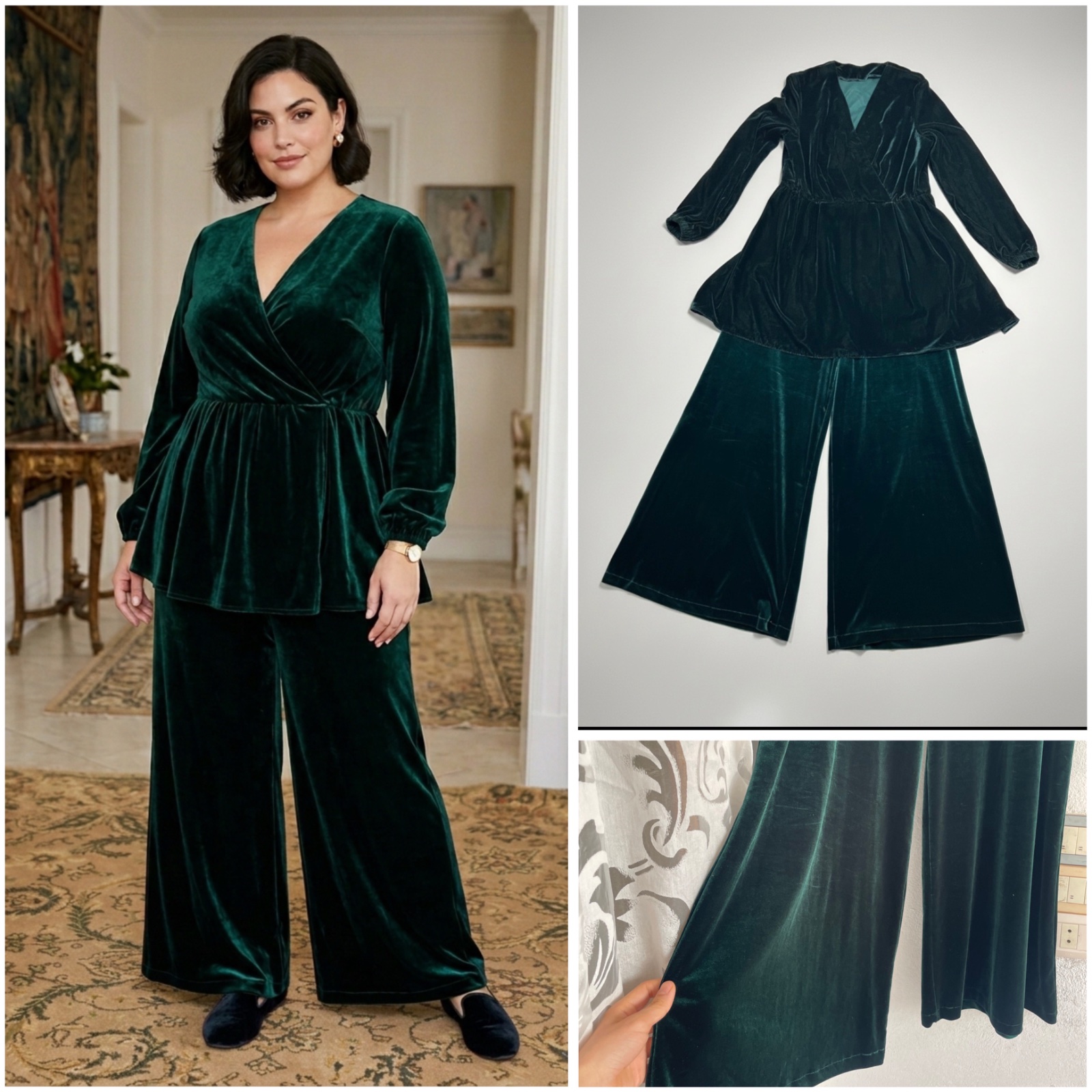 Jolie ensemble vert en velour de tres bon état