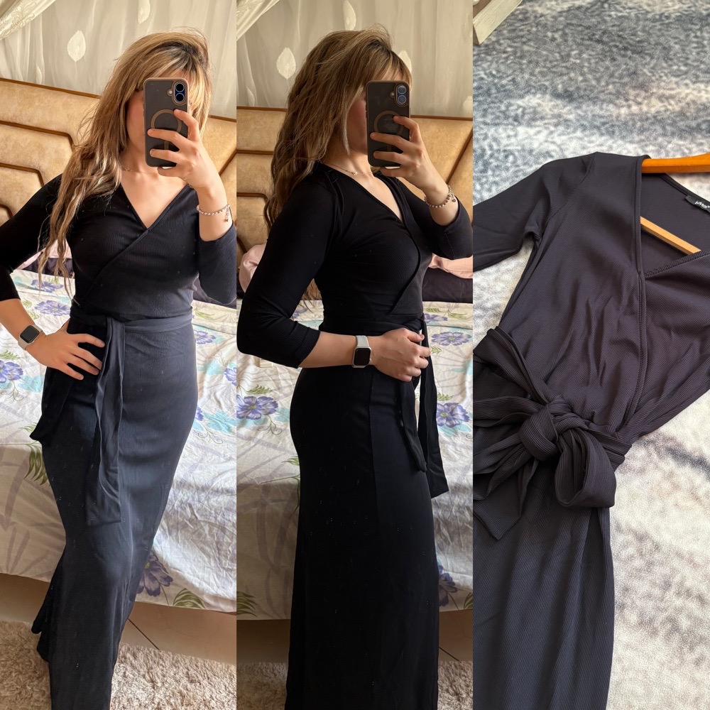 Busem Robe longue manche trois quart avec ceinture integrée 