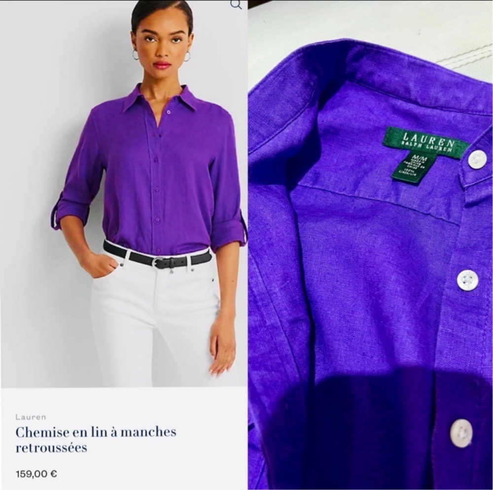 Chemise en lin manches retroussées 💜
