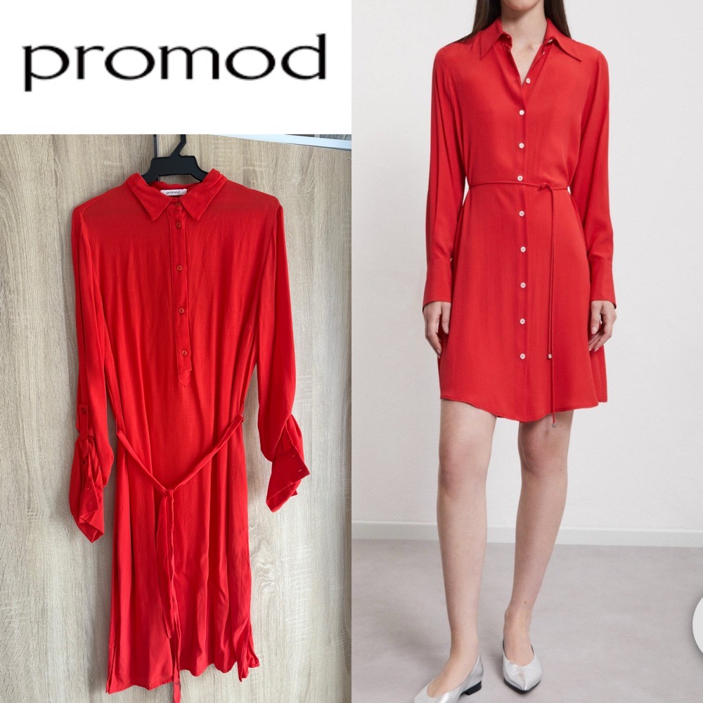 Robe chemise fluide rouge Promod