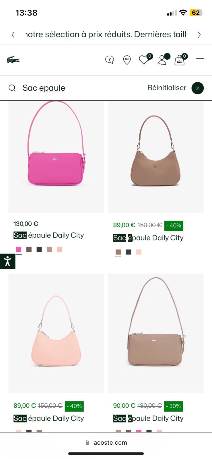 Sac épaule lacoste