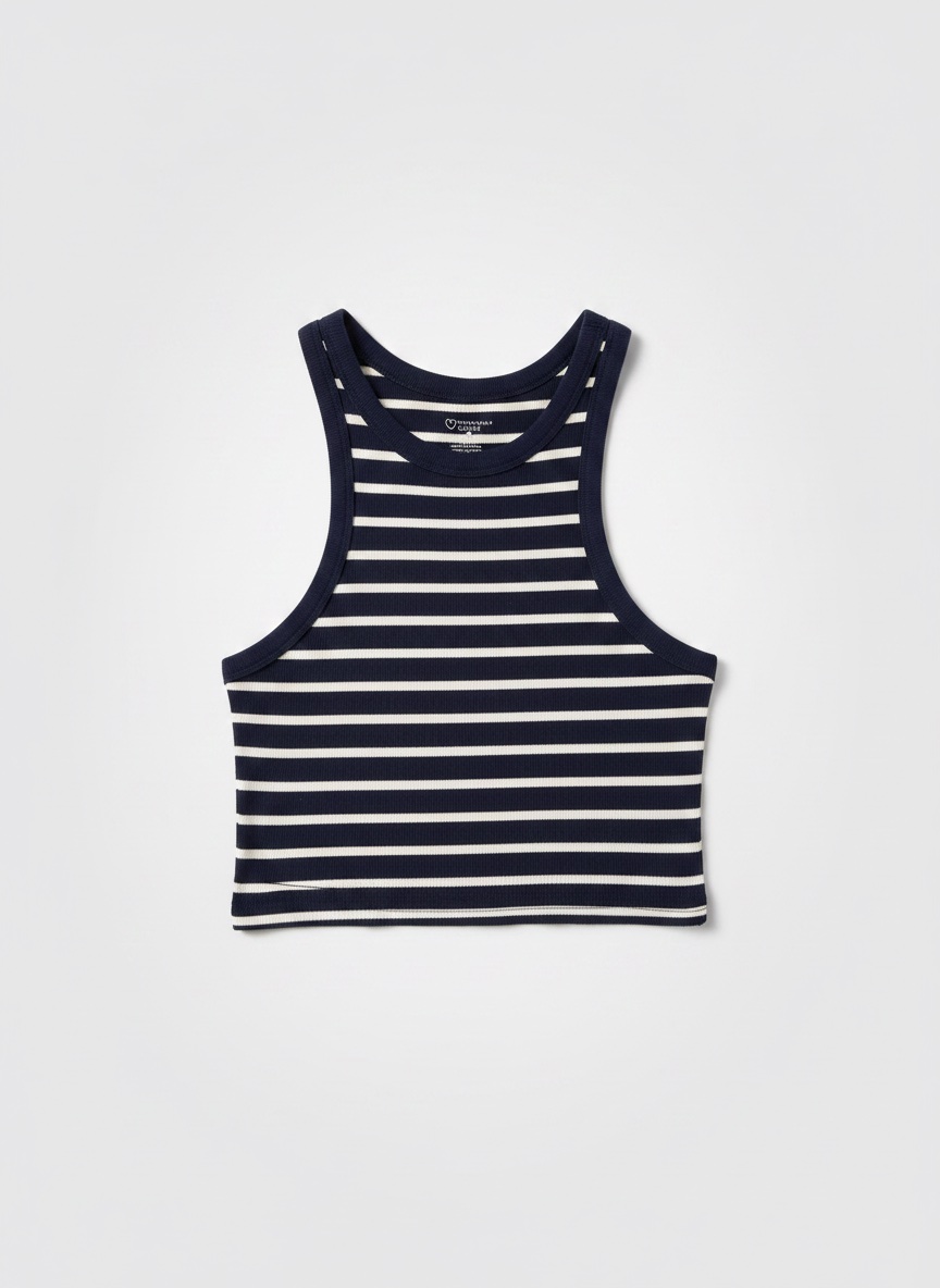 Debardeur bleu marine et blanc