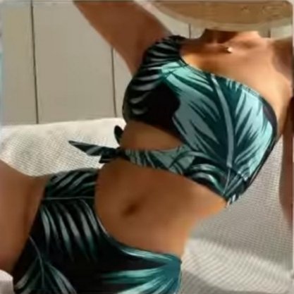 Bikini tropical noir/vert