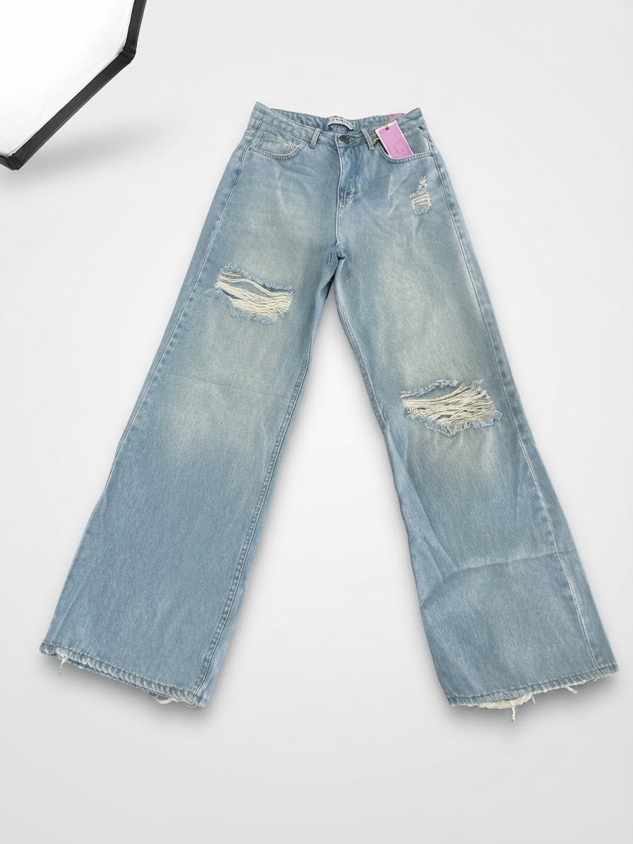 💙 **Jean large femme – bleu**