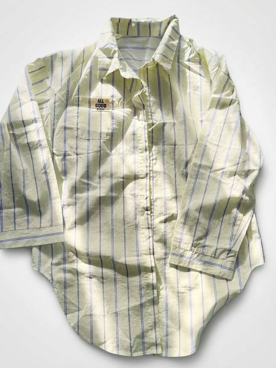 Chemise jaune avec rayure bleu 