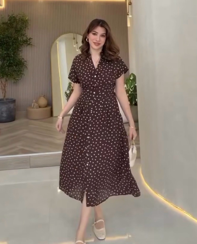 Robe marron polka dots 