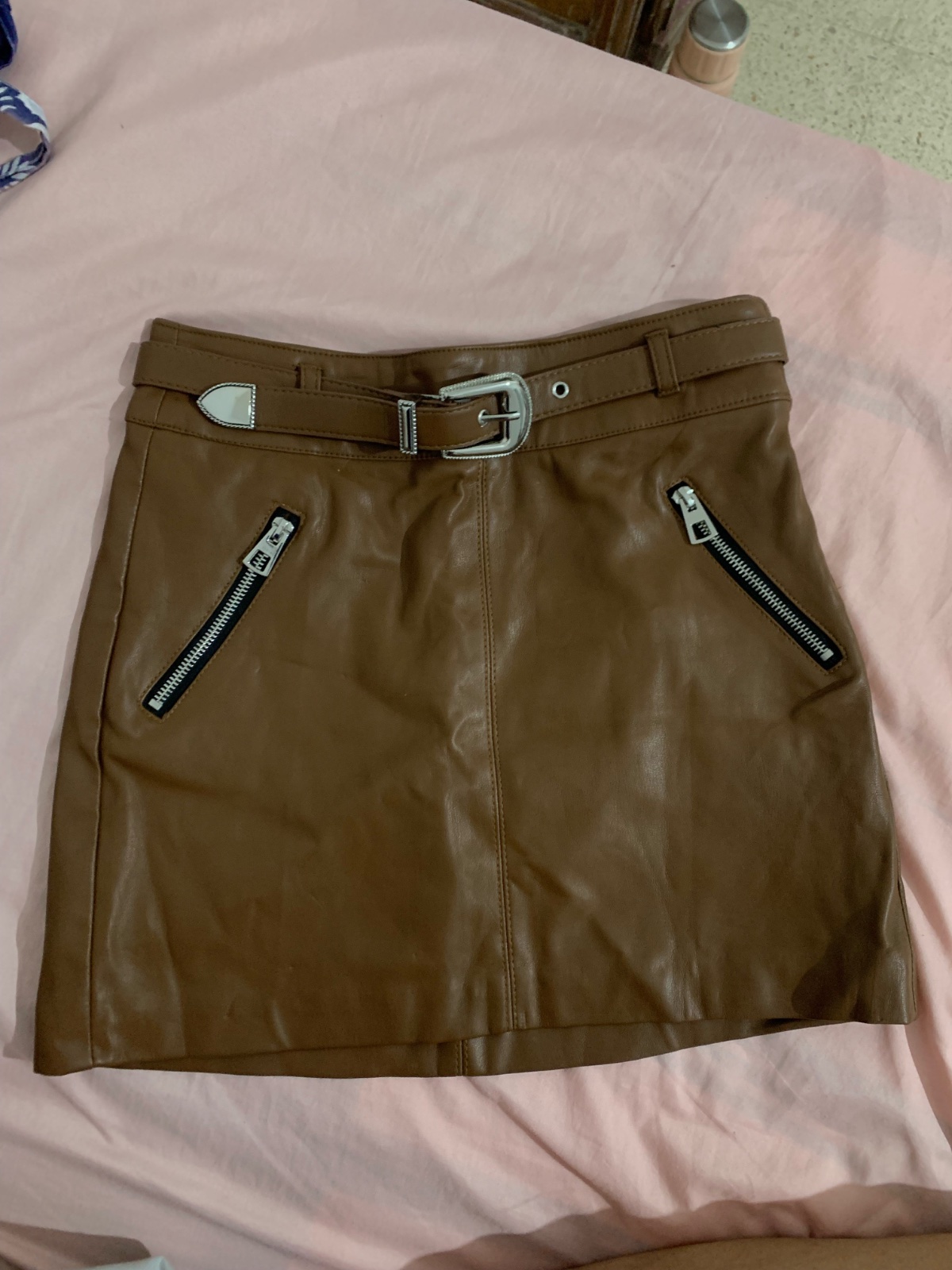 Jupe marron en cuir