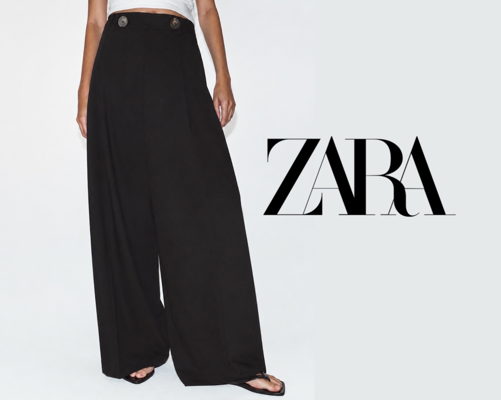 Pantalon large noir zara 👖✨