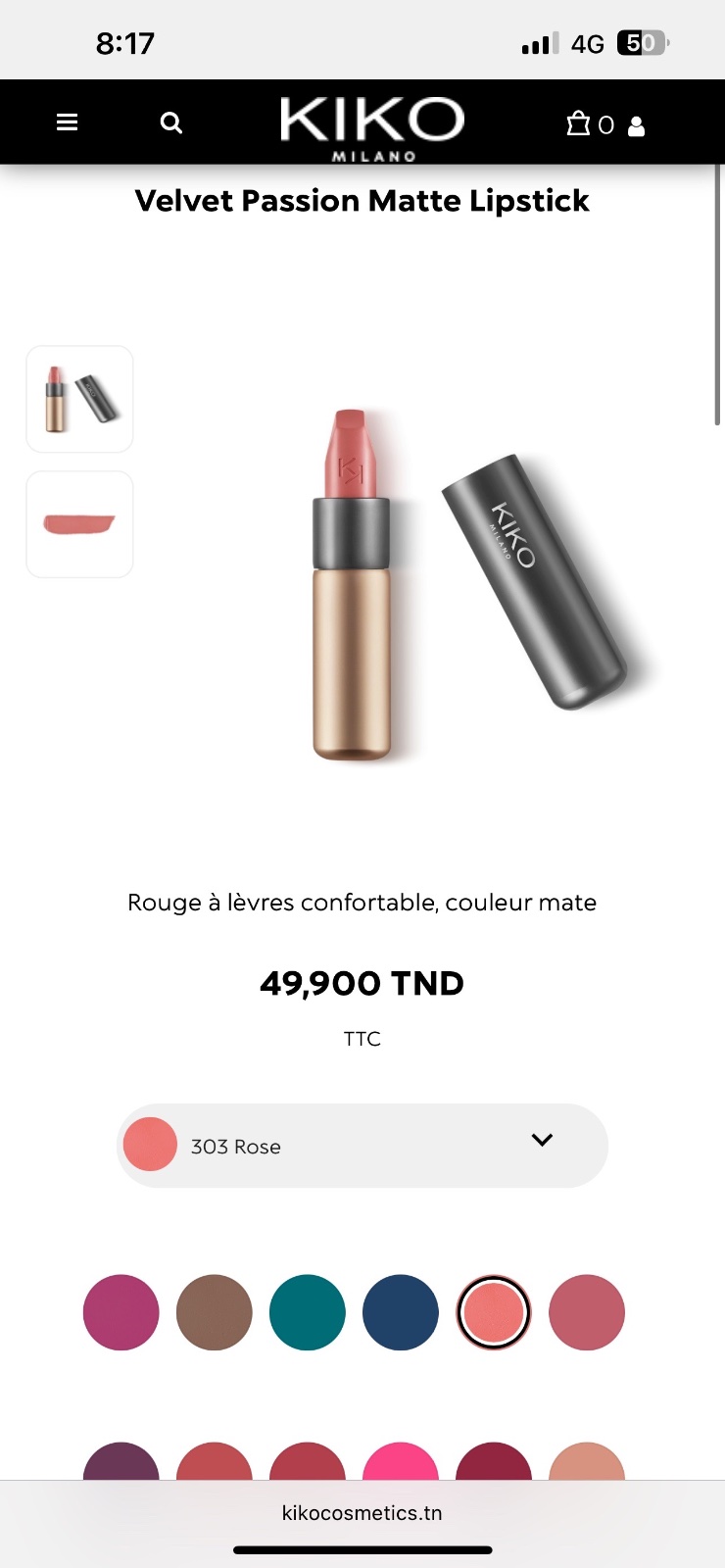 Rouge a levre kiko ref 303
