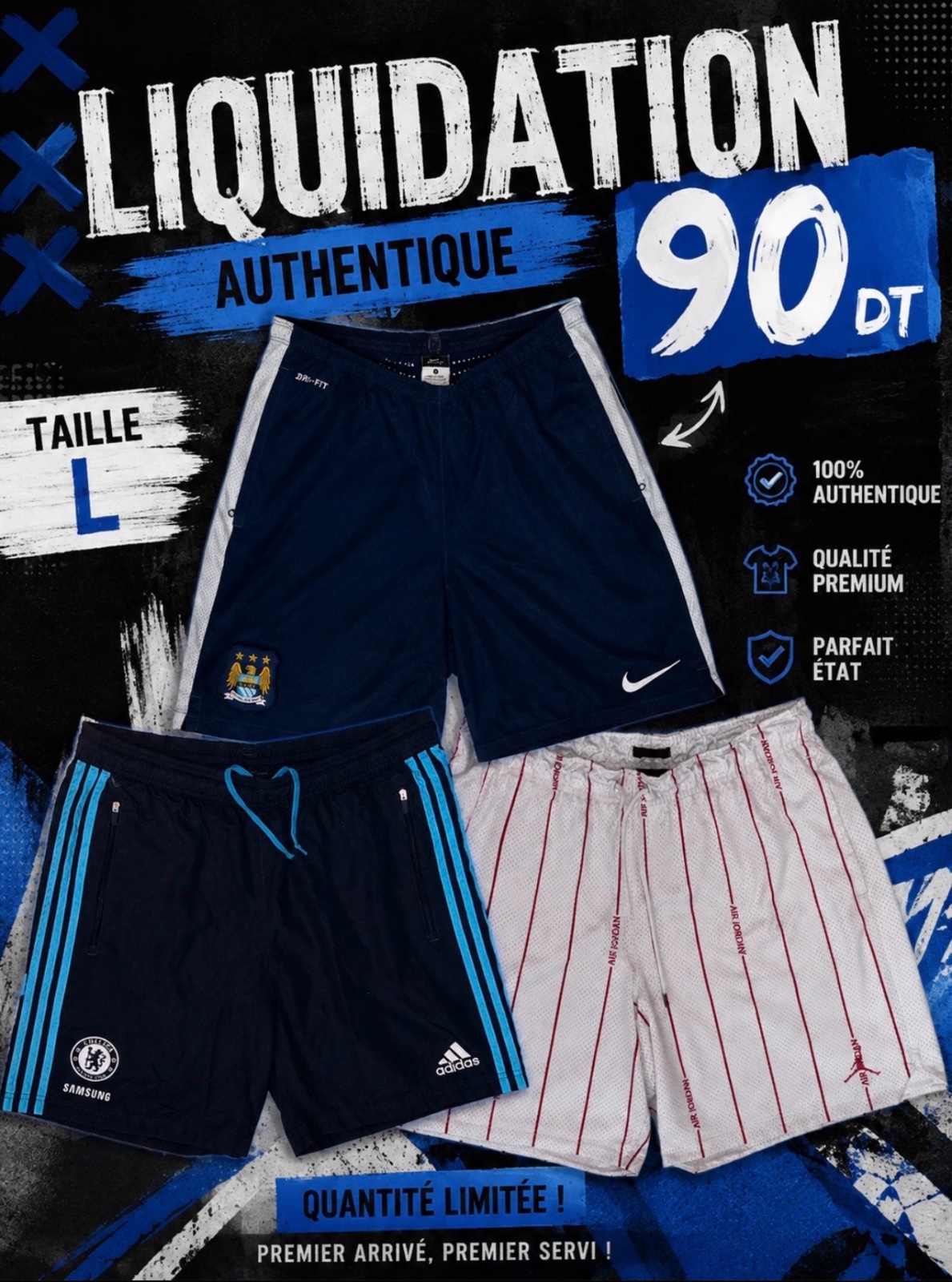 Liquidation : 3 shorts authentiques