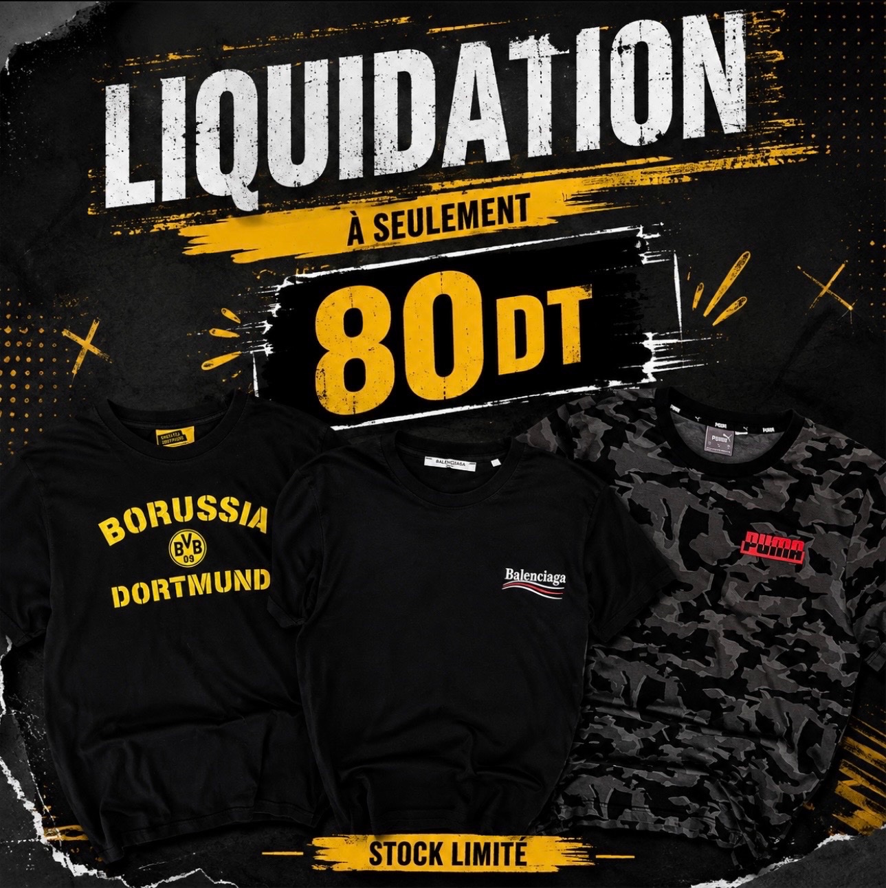 Liquidation : 3 Articles taille M + 1 article Gratuit 