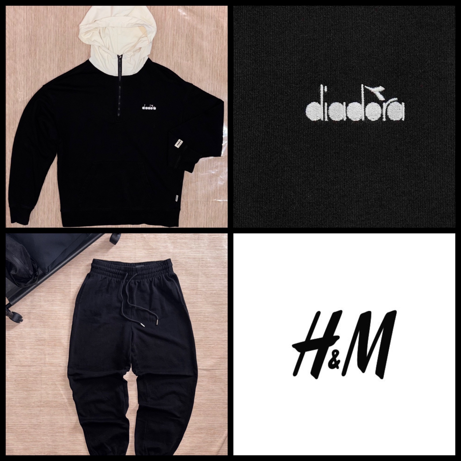 Pull a capuche diadora M et cargo h&m S
