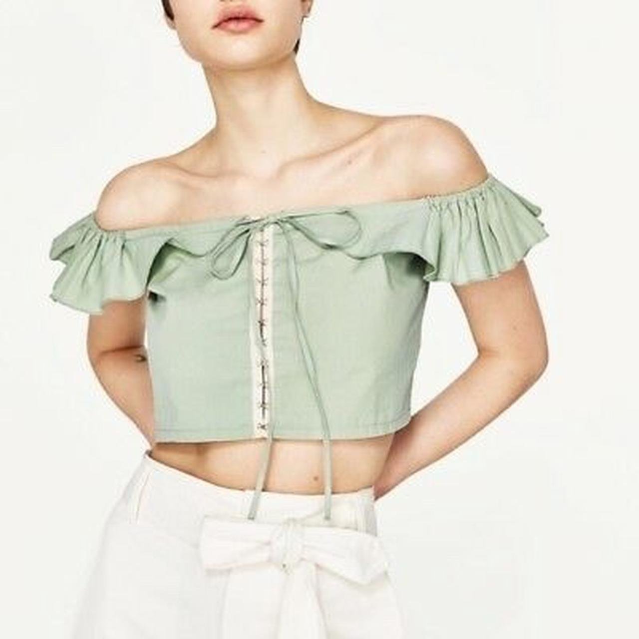 Crop top ZARA vert pastel - Style Corset