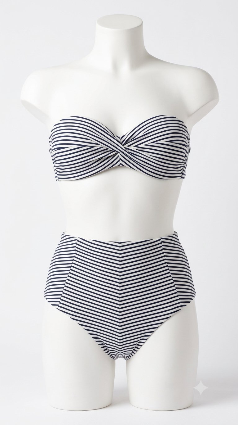 Sublime Maillot de Bain 2 Pièces H&M – Style Rétro Rayé – NEUF/TRES BON ÉTAT