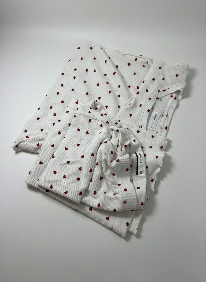 Un pyjama taille L confortable avec des petits cœurs
