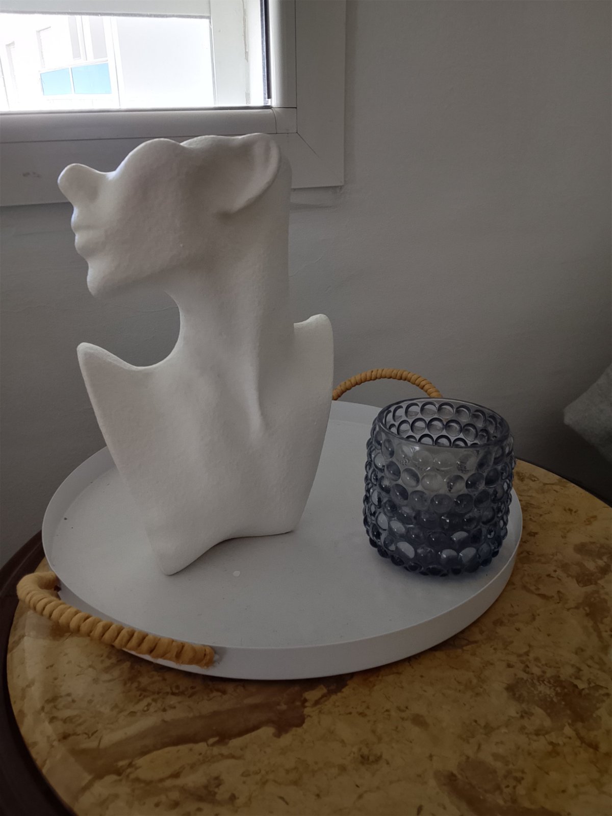 Stautue + plateau + porte bougie