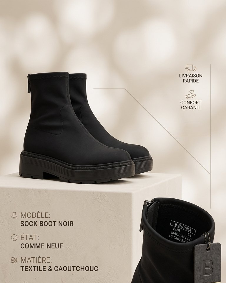 Bottines chaussettes Bershka noires
