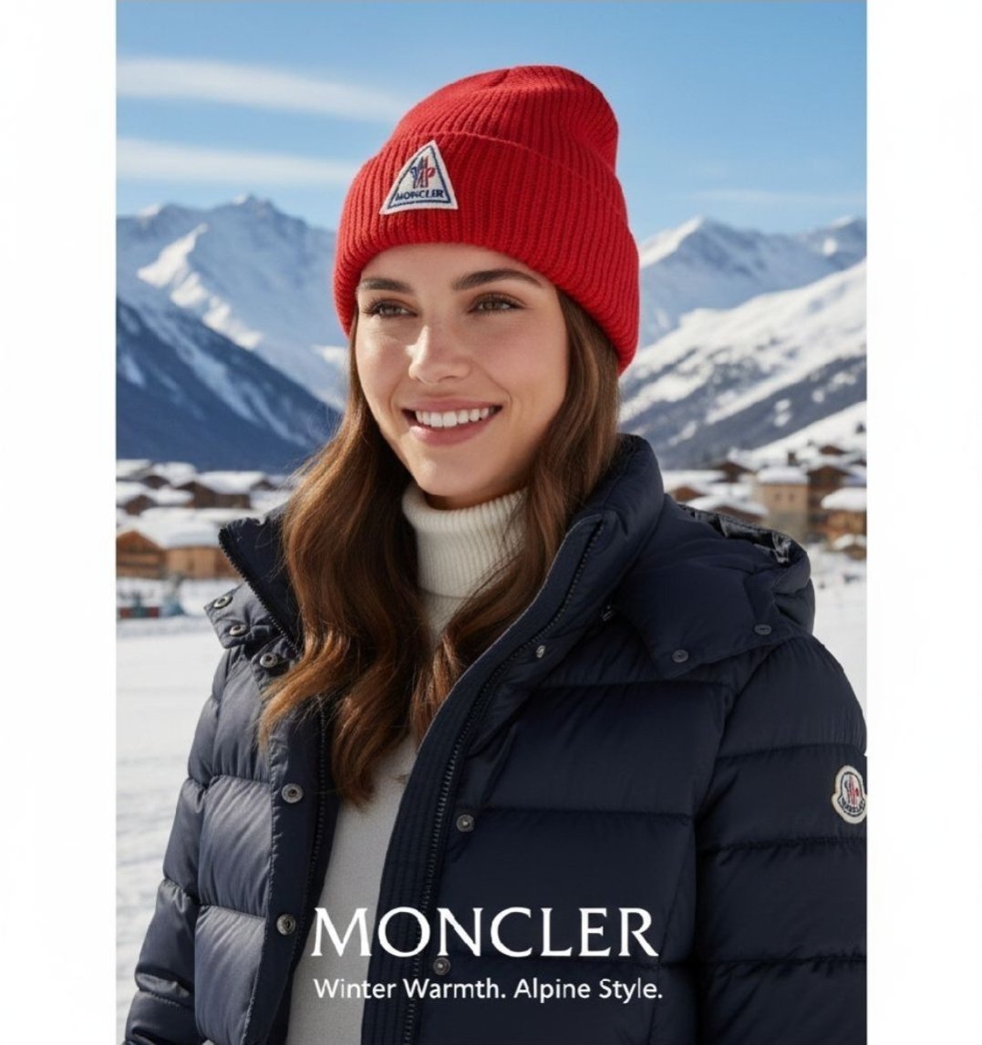 Joli bonnet Moncler rouge magnifique