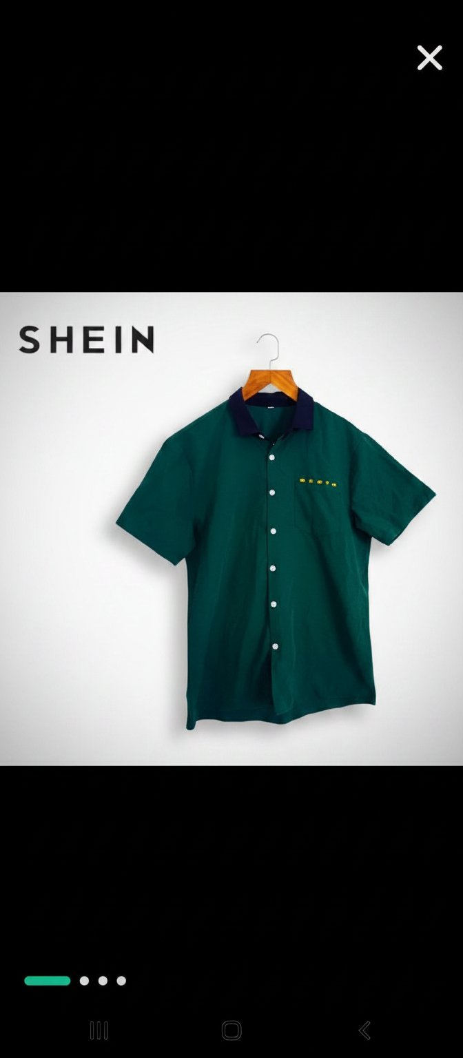 Belle chemise shein vert pour homme original