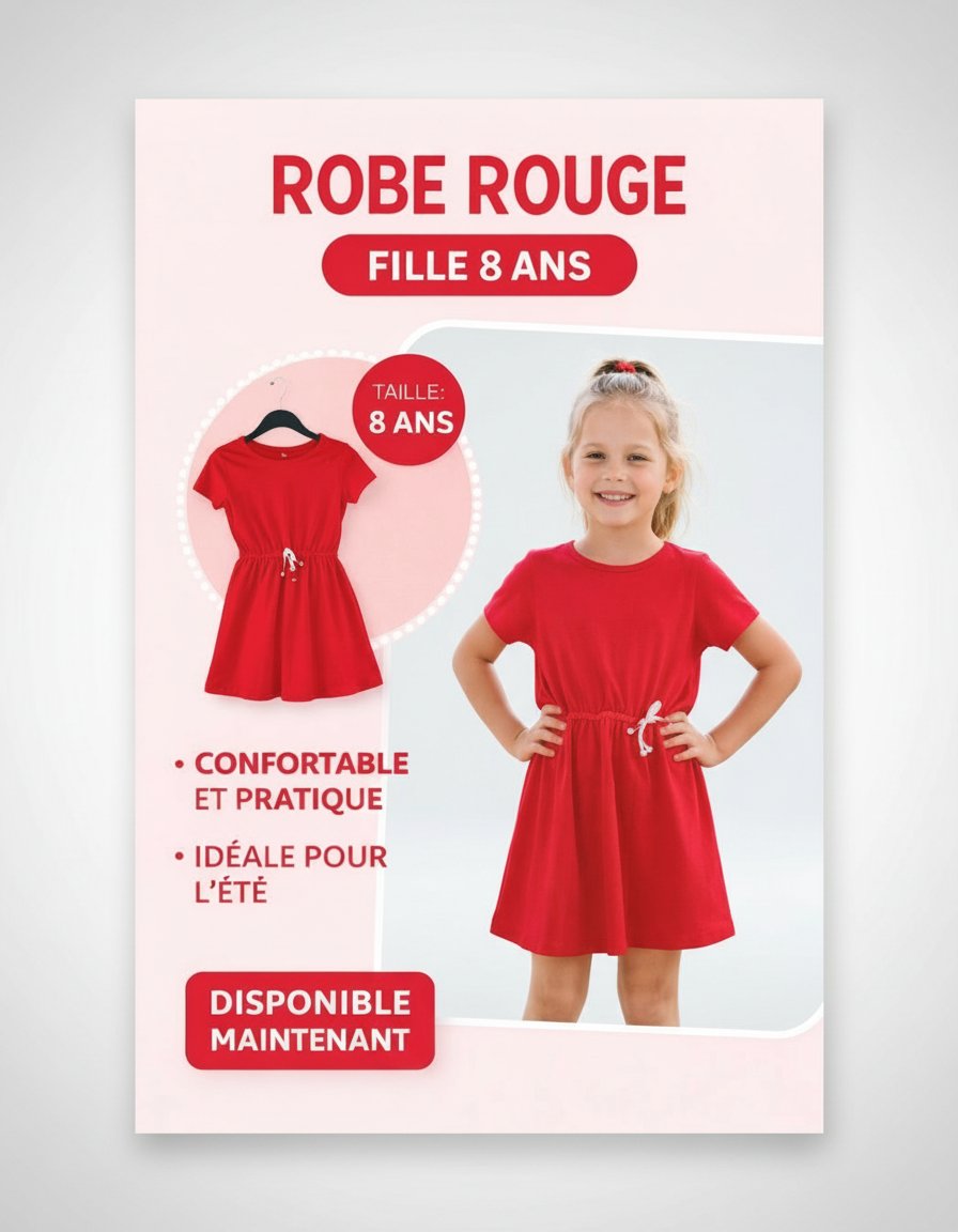 Robe rouge pour fillette 8ans