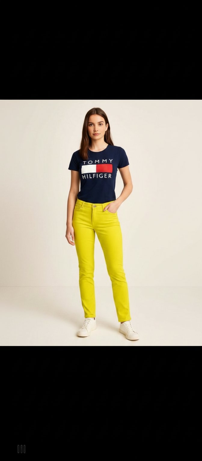 Jeans tommy jaune vif trés original 