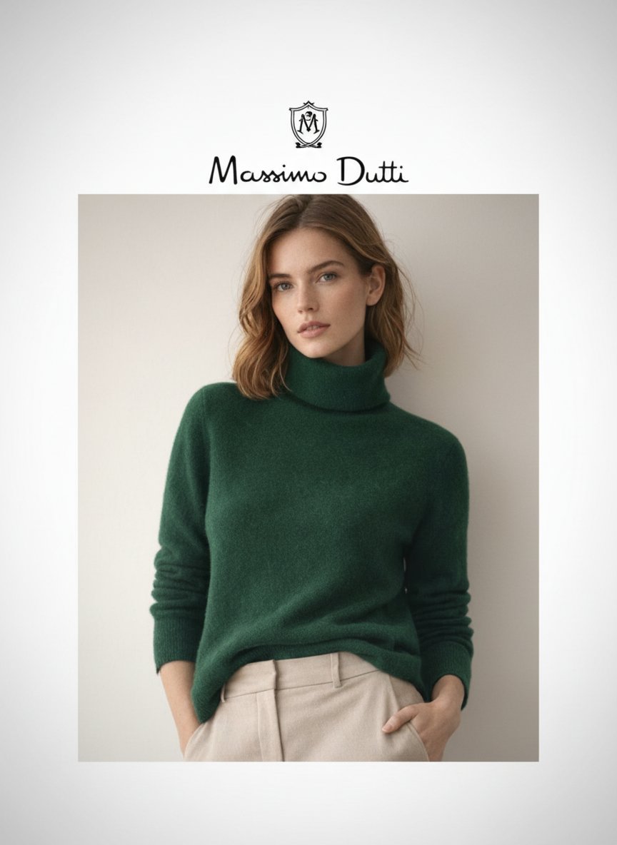 Pull col montant massimo dutti vert 