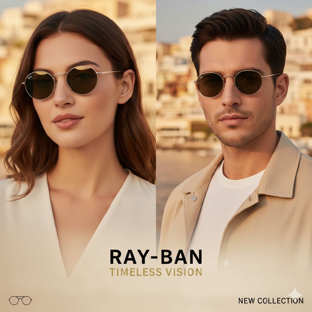 Lunettes Ray ban forme oval marron trés original made in italy