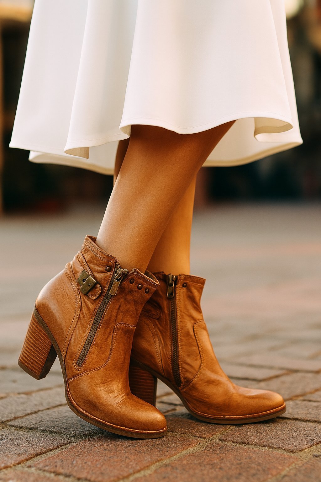 Bottines italiennes camel en cuir trés original importé😍😍