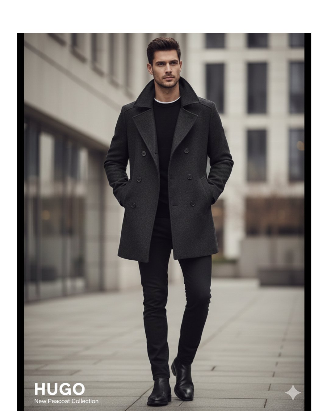 Manteau noir croisé HuGo Boss 