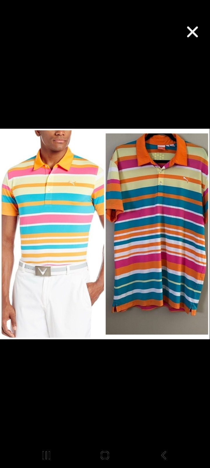 Polo PUMA Golf Sport Lifestyle pour homme, taille xxl, Dry Cell, rayures Roadmap orange/rose