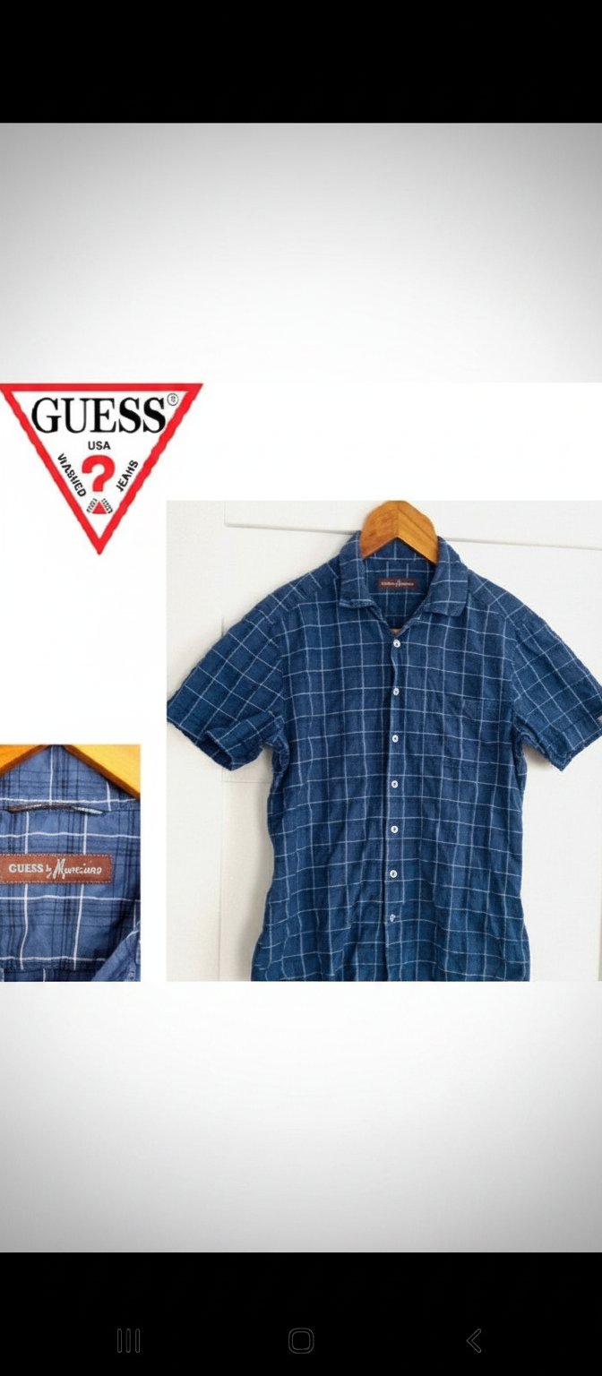Belle chemise Guess à carreaux bleu marine