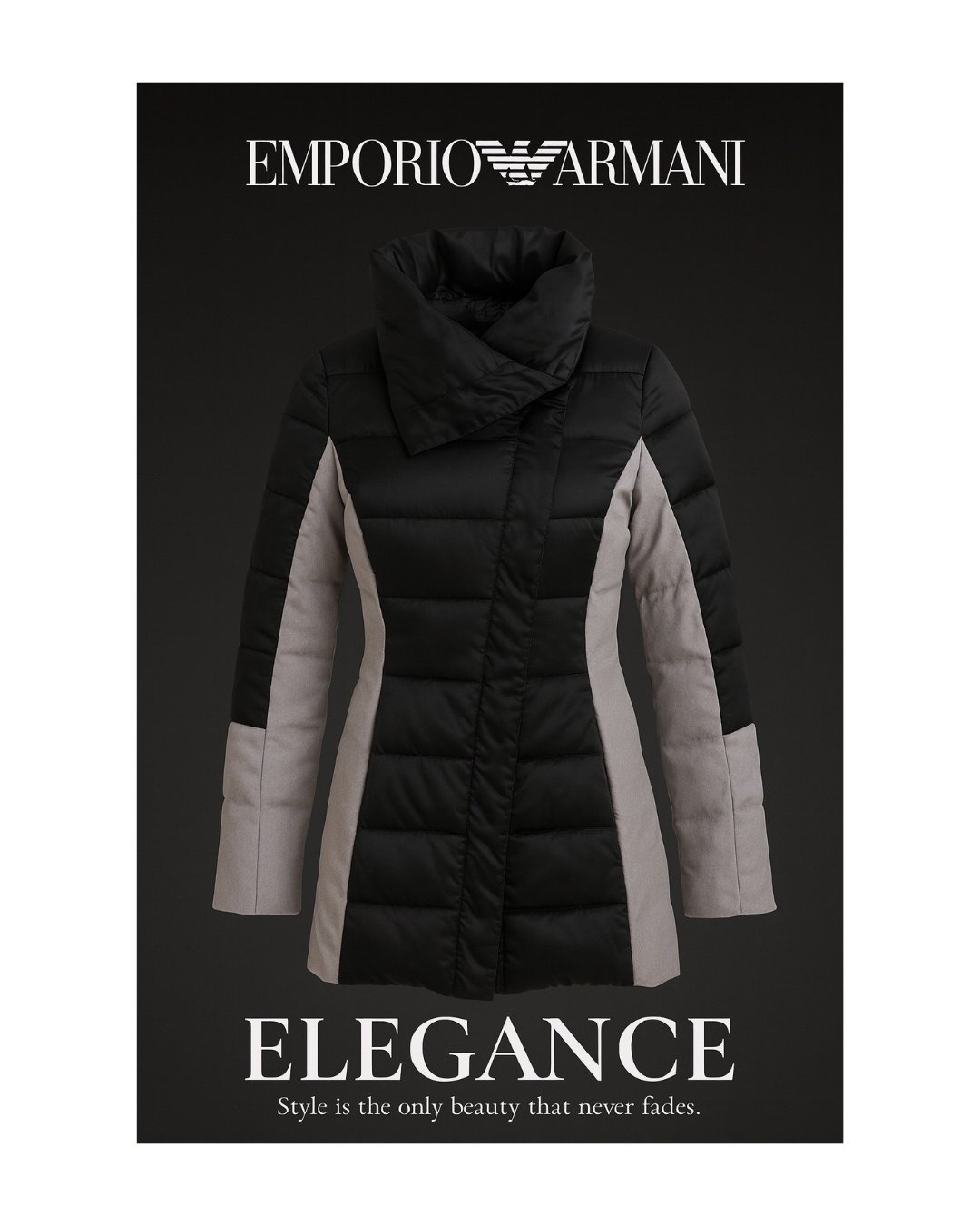 Manteau emporio armani noir et gris impérméable dodoune magnifique 