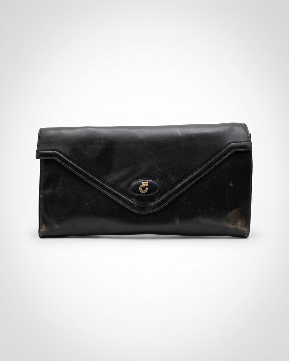 Pièce rare a ne pas rater pochette noire cuir veritable de la grande marque allemande comtesse trés originale