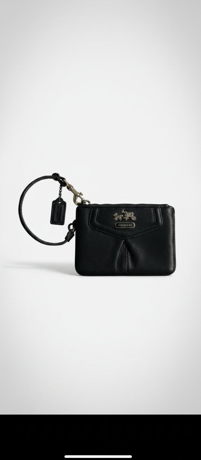 Pochette coach noir raare en cuir