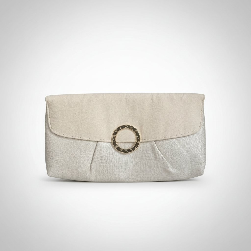 Pochette de soirée authentique BVLGARI en tissu brillant