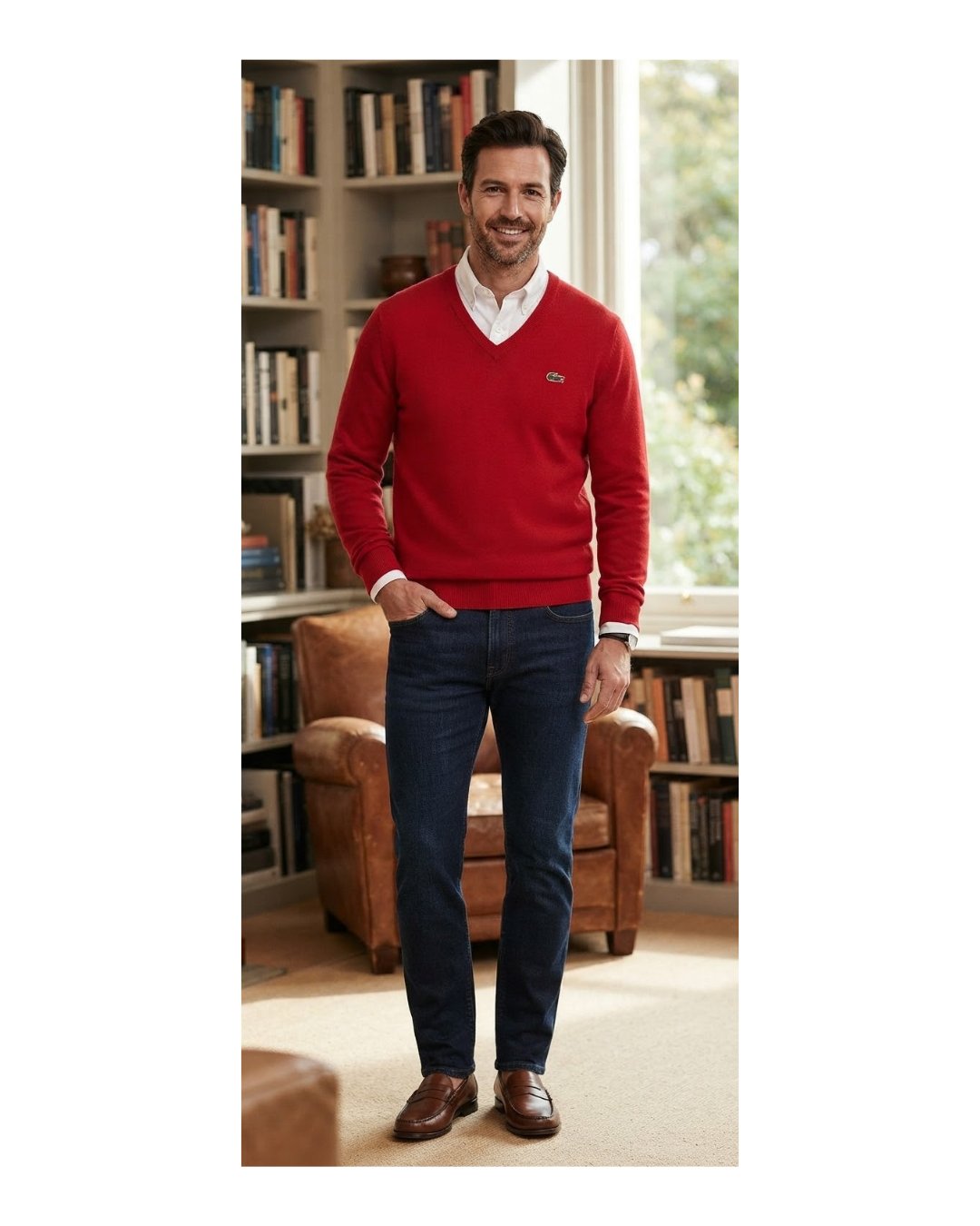 Pull lacoste rouge authentique et original taille 2xl