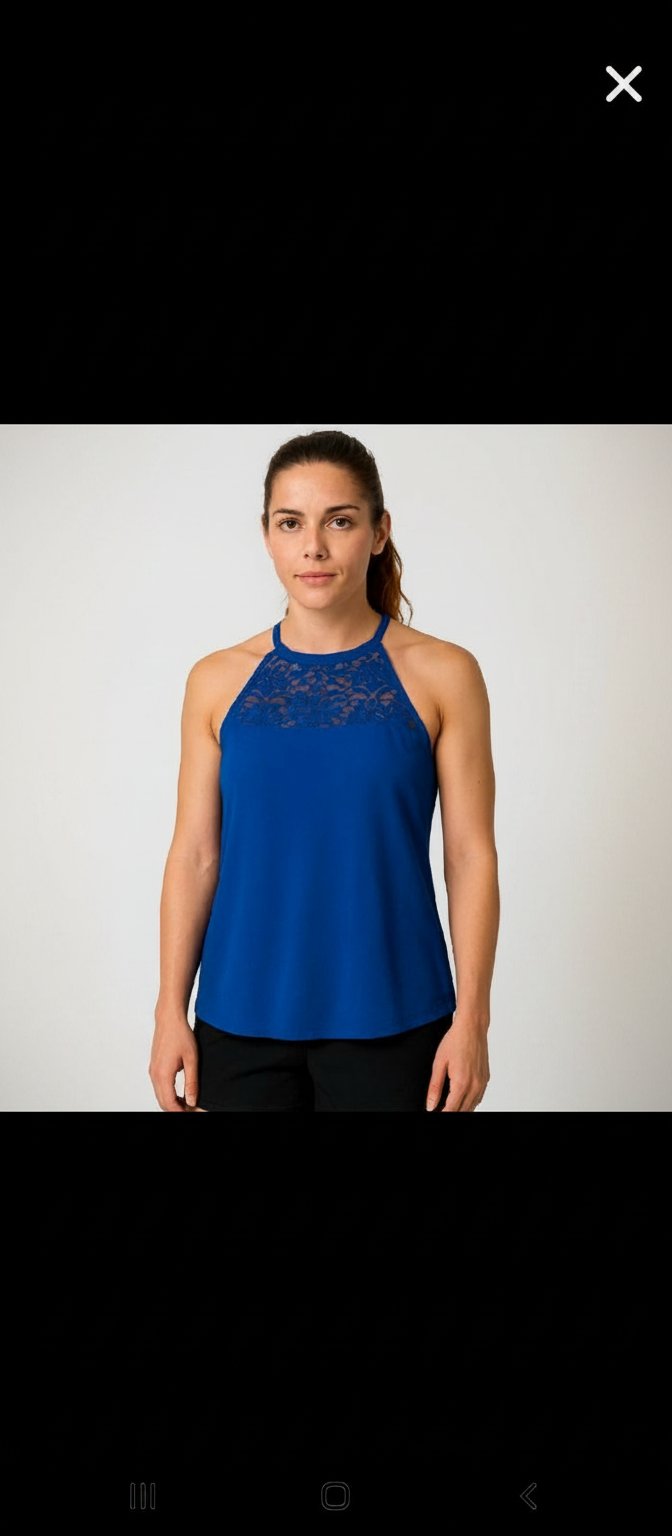 Woow top sans manches original avec dentelle en lbleu
